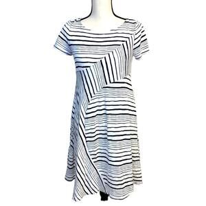 Maeve Anthropologie Navy and Cream Striped Knit Swing Dress Size XS
